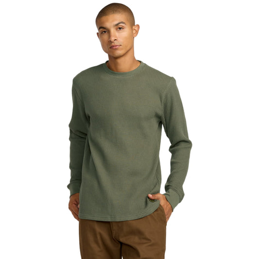 Sweat Col Rond RVCA Dayshift Thermal Olive - Rvca Ls