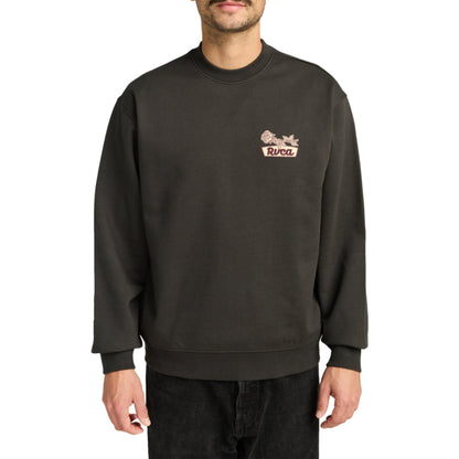 Sweat Col Rond RVCA Rose Sign Crew Fleece Pirate Black