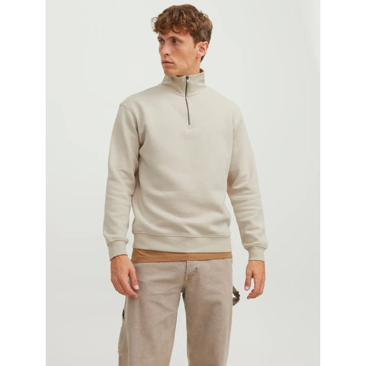 Sweat Jack & Jones JJEBRADLEY Half Zip Moonbeam - Jjebradley