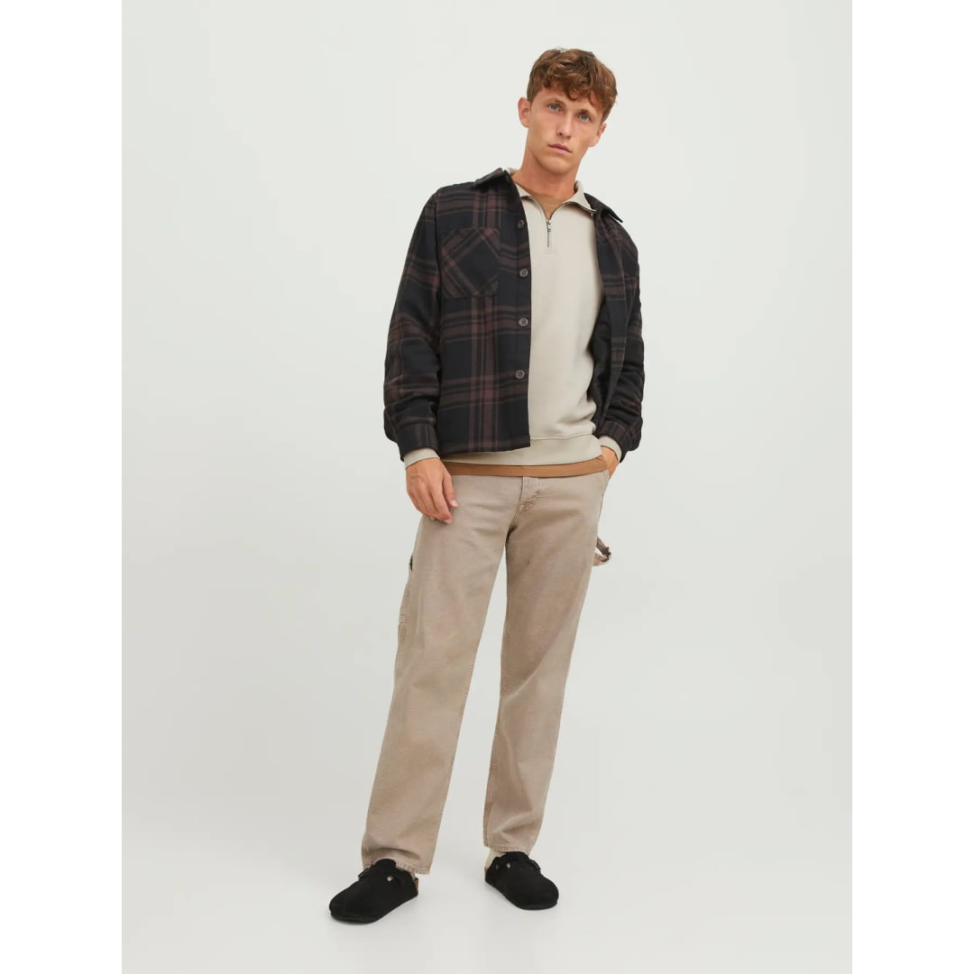 Sweat Jack & Jones JJEBRADLEY Half Zip Moonbeam - Jjebradley