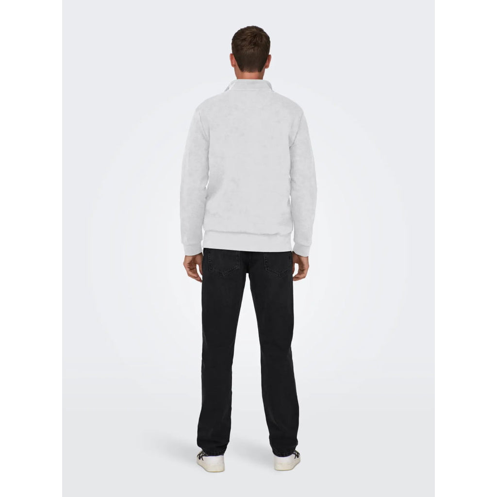 Sweat Zippé Only & Sons Onsceres Half Zip Super Light Grey