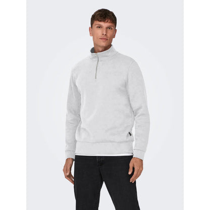 Sweat Zippé Only & Sons Onsceres Half Zip Super Light Grey