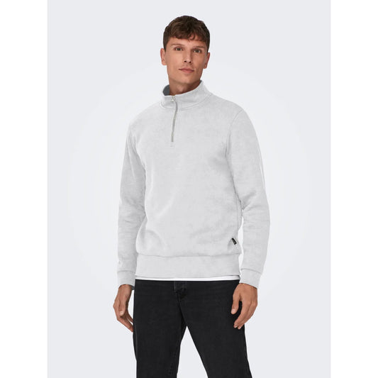 Sweat Zippé Only & Sons Onsceres Half Zip Super Light Grey