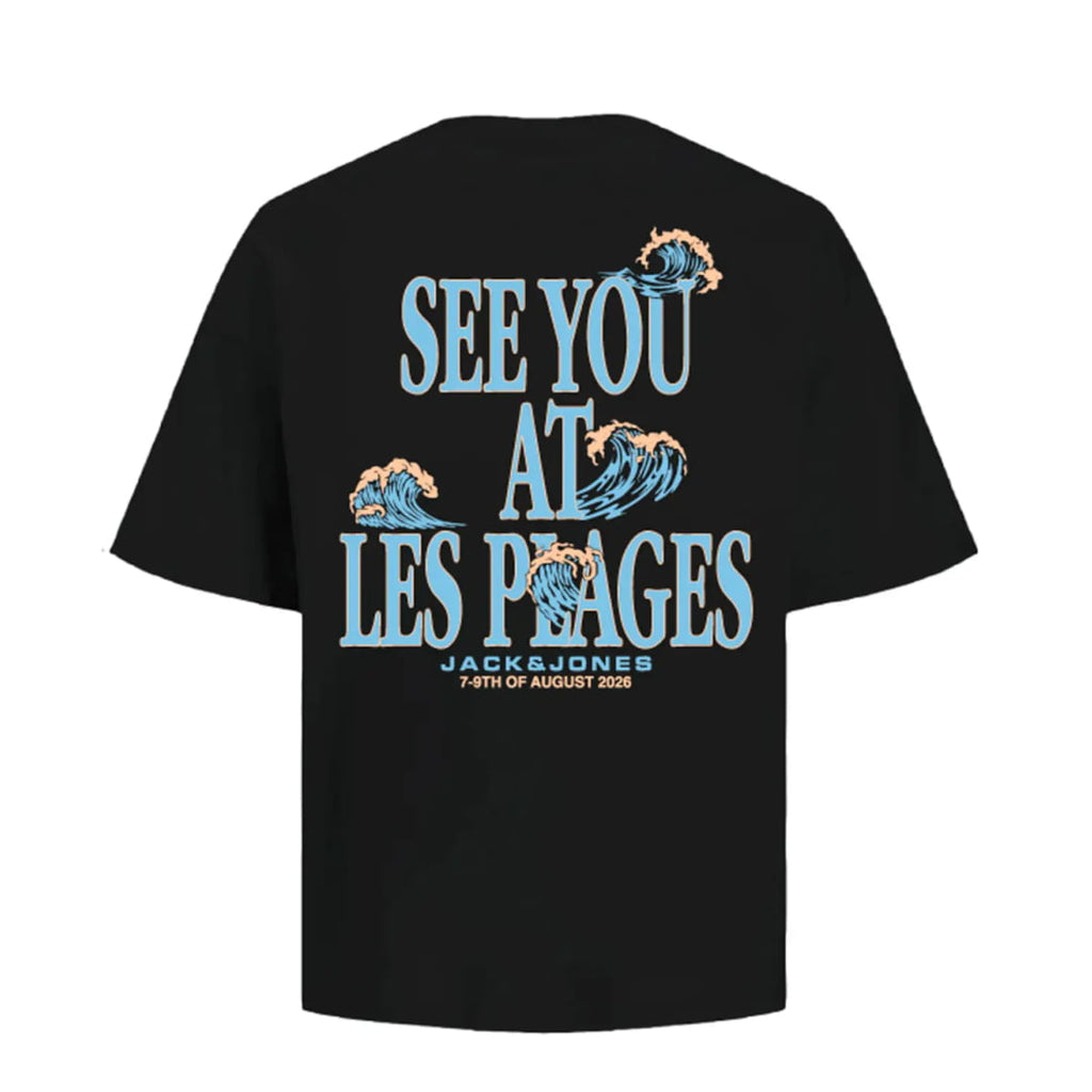 T-shirt Jack & Jones JORLES Plages SMU Black - Jorles Smu