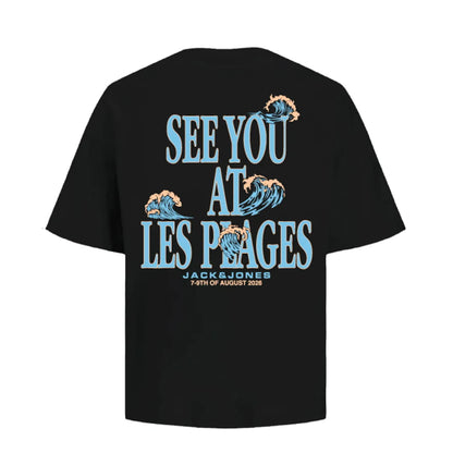 T-shirt Jack & Jones JORLES Plages SMU Black - Jorles Smu