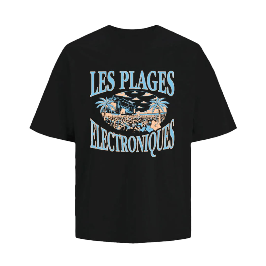 T-shirt Jack & Jones JORLES Plages SMU Black - Jorles Smu