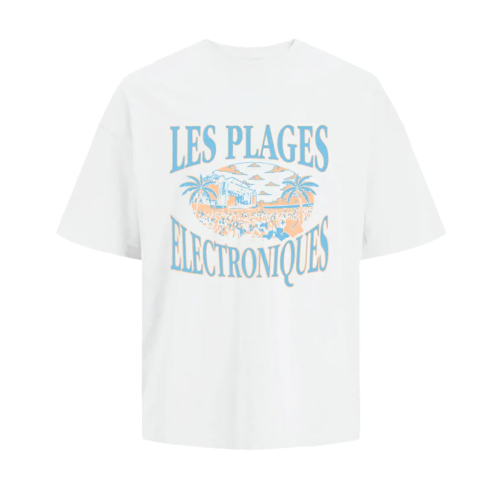 T-shirt Jack & Jones JORLES Plages SMU Bright White