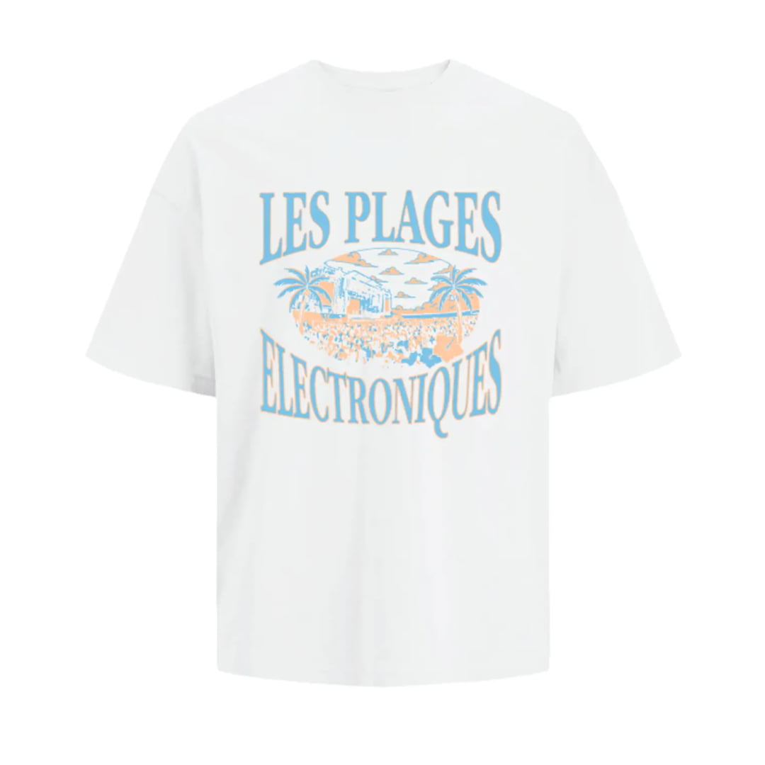 T-shirt Jack & Jones JORLES Plages SMU Bright White