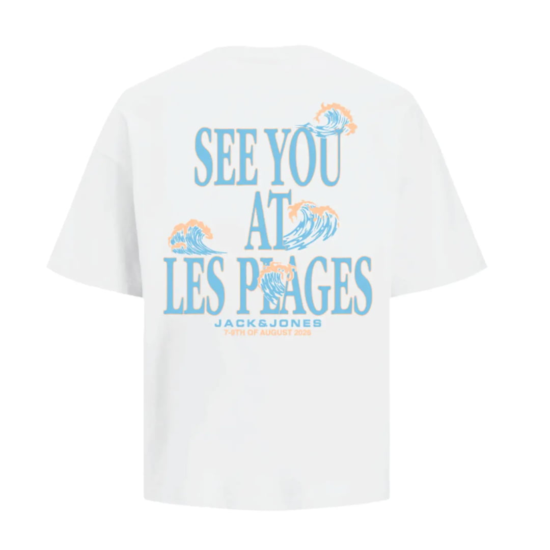 T-shirt Jack & Jones JORLES Plages SMU Bright White