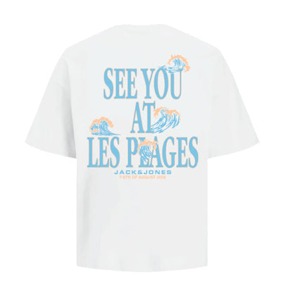 T-shirt Jack & Jones JORLES Plages SMU Bright White