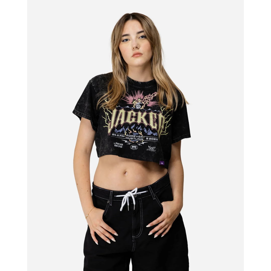 T-shirt Jacker Inferno Crop Top Washed Black - Insidshop.com