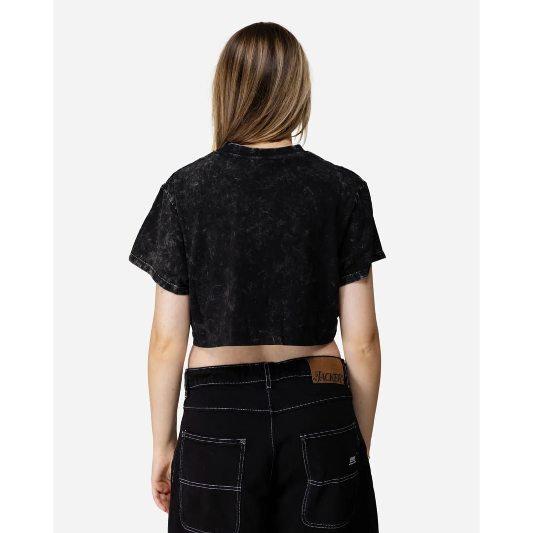 T-shirt Jacker Inferno Crop Top Washed Black - Insidshop.com