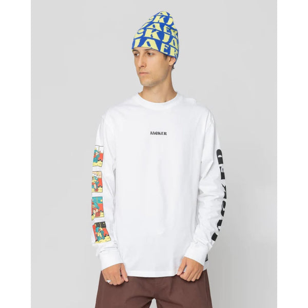 T-shirt Jacker Long Sleeves Lazy White - Insidshop.com