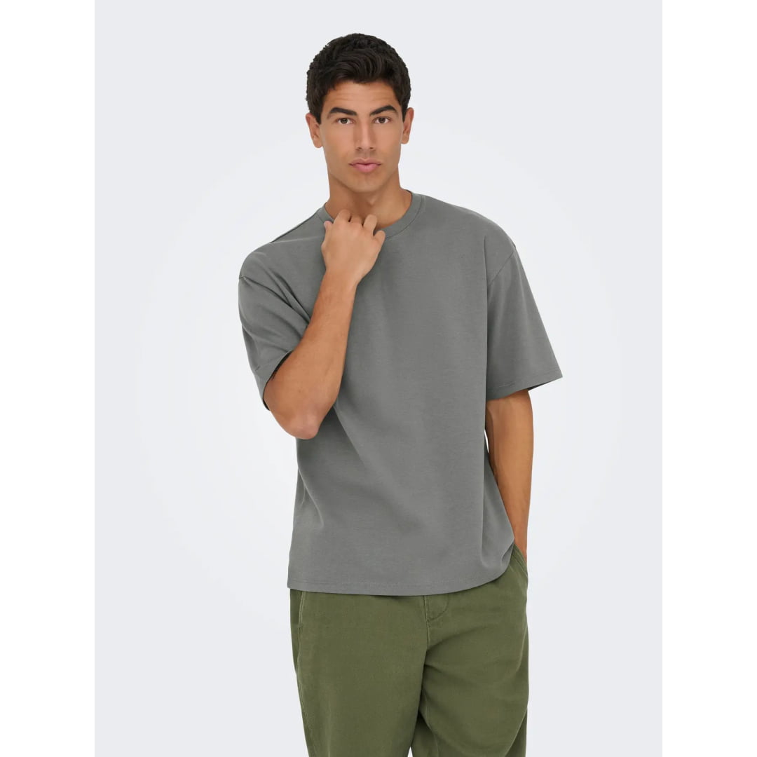 T-shirt Only & Sons Onscaspian Airflex Aut SS Castor Gray