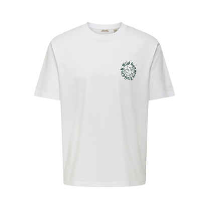 T shirt Only & Sons Onsfred Club Life Relax Bright White