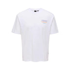 T-shirt Only & Sons Onskeane Relax Print Bright White Diablo