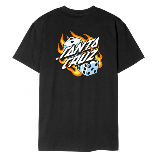 T-shirt Santa Cruz Flaming Dice Dot Chest Black