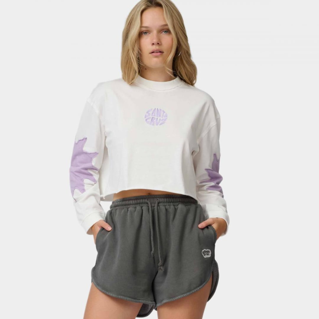 T-shirt Santa Cruz Womens LS Sun Daze Patch White - Ls