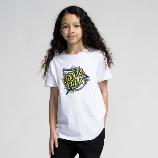 T-shirt Santa Cruz Youth Shark Dot Front White