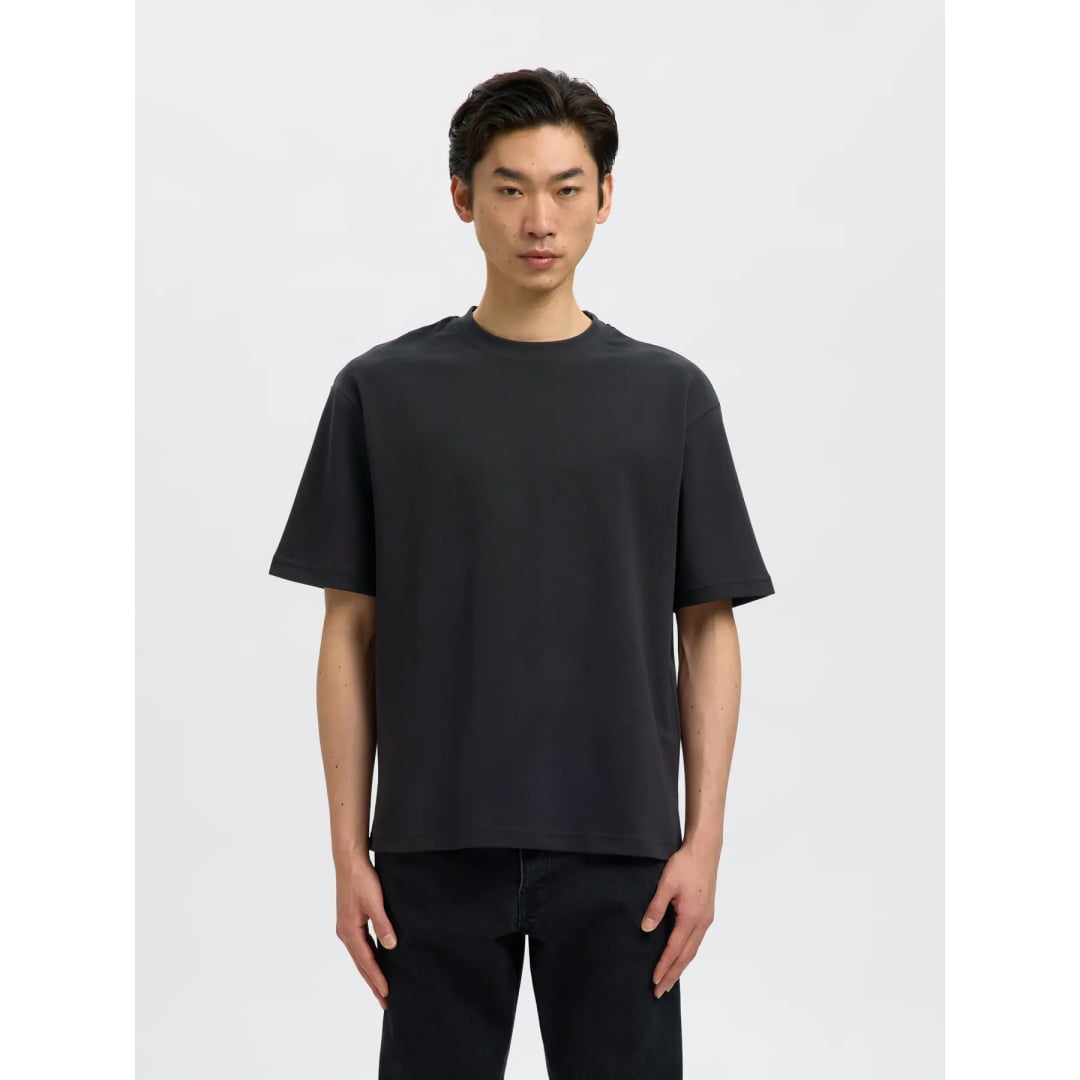 T-shirt Selected SLHLOOSEOSCAR SS O-Neck Black