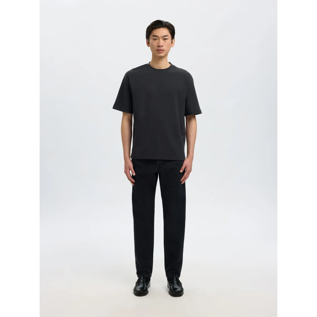 T-shirt Selected SLHLOOSEOSCAR SS O-Neck Black