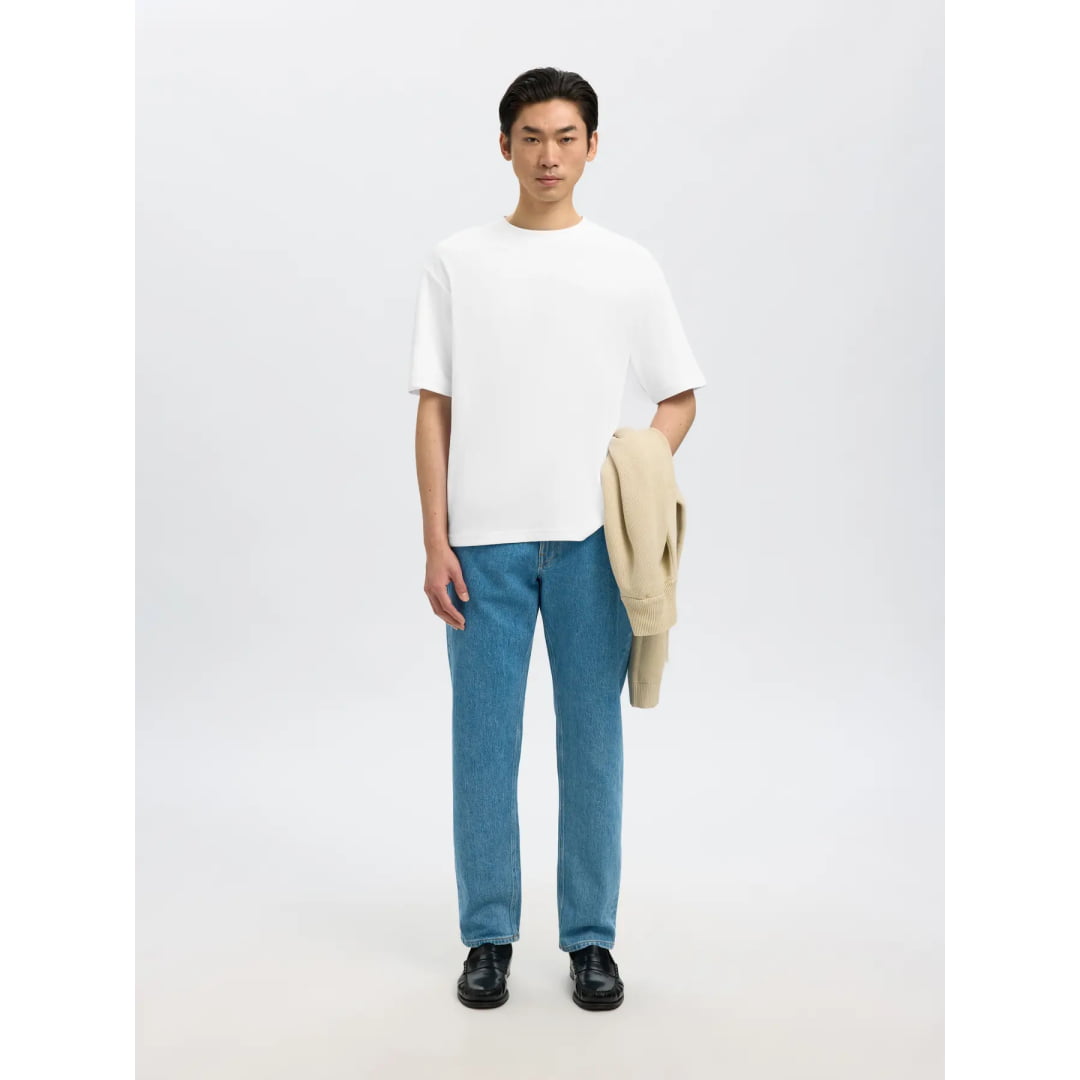 T-shirt Selected SLHLOOSEOSCAR SS O-Neck Bright White