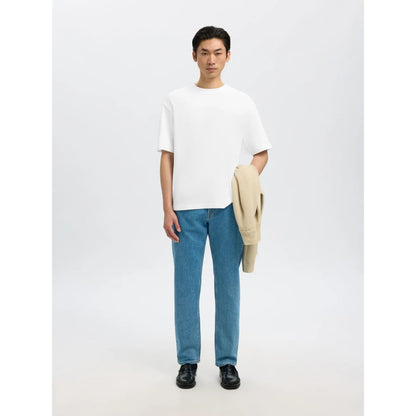 T-shirt Selected SLHLOOSEOSCAR SS O-Neck Bright White