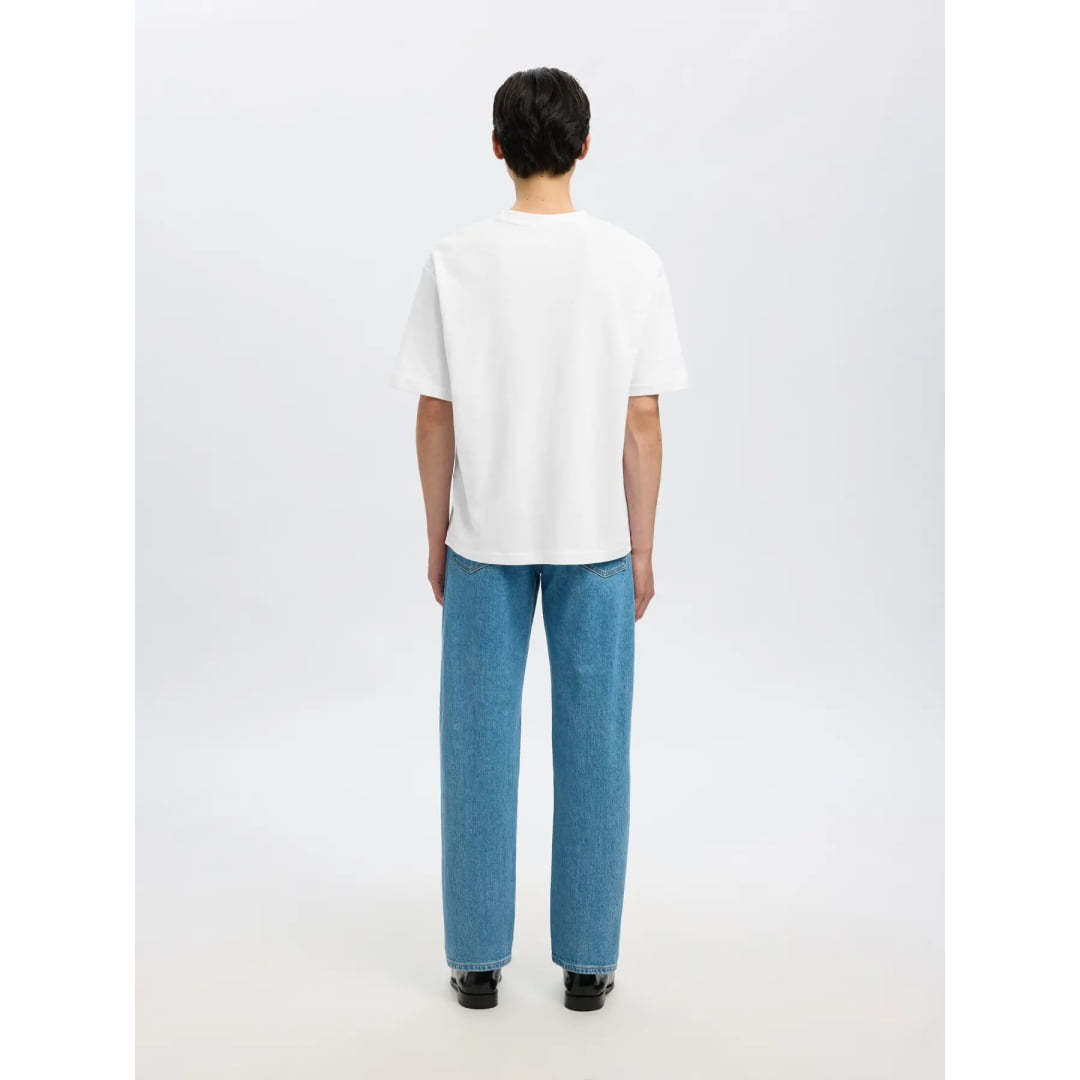 T-shirt Selected SLHLOOSEOSCAR SS O-Neck Bright White