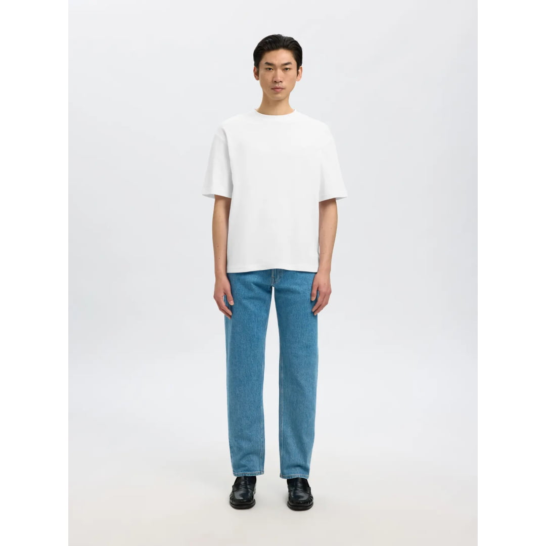 T-shirt Selected SLHLOOSEOSCAR SS O-Neck Bright White