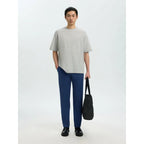 T-shirt Selected SLHLOOSEOSCAR SS O-Neck Light Grey Melange