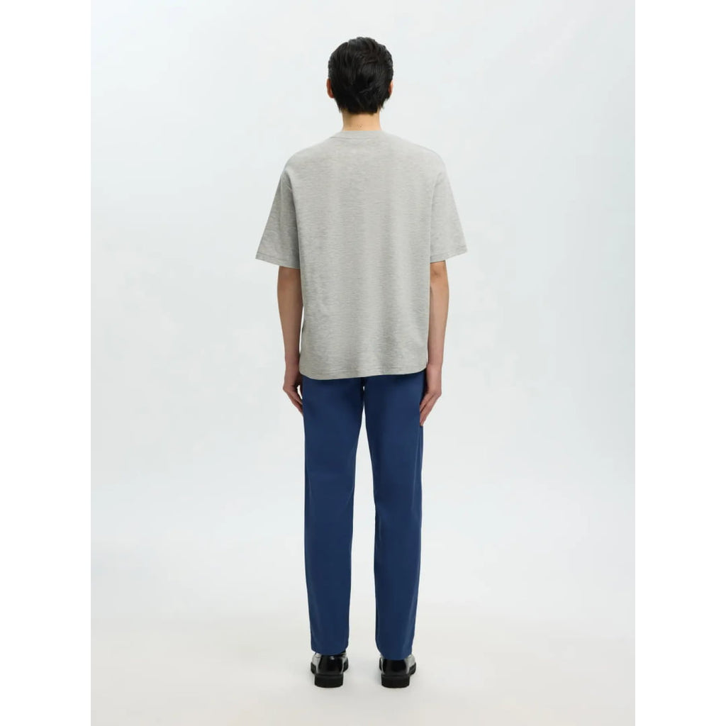 T-shirt Selected SLHLOOSEOSCAR SS O-Neck Light Grey Melange