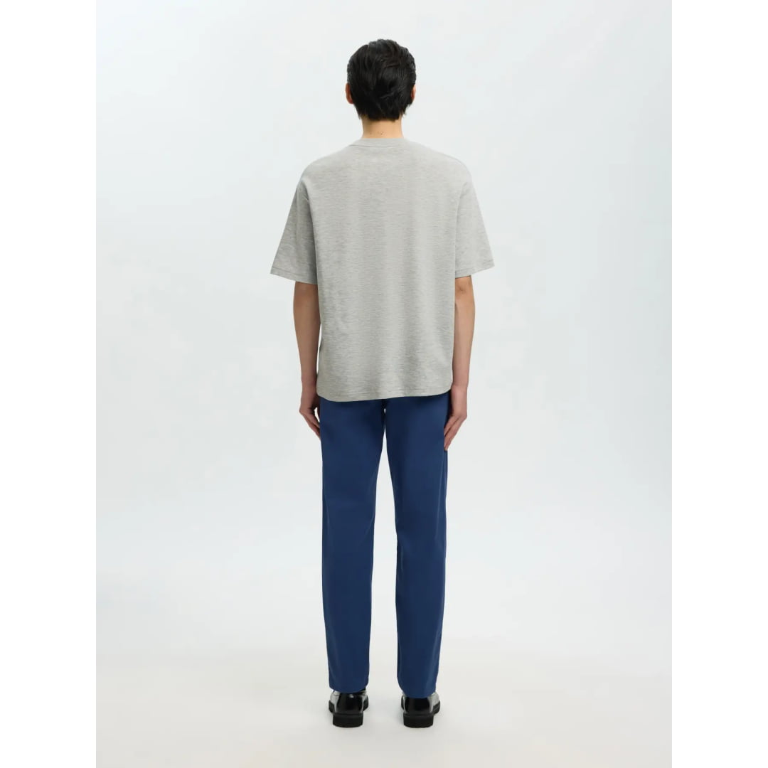 T-shirt Selected SLHLOOSEOSCAR SS O-Neck Light Grey Melange