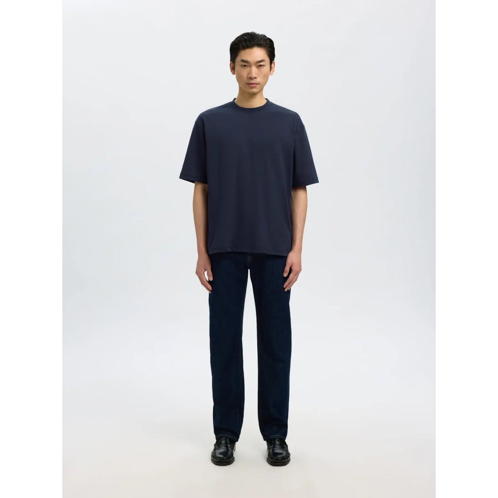 T-shirt Selected SLHLOOSEOSCAR SS O-Neck Sky Captain