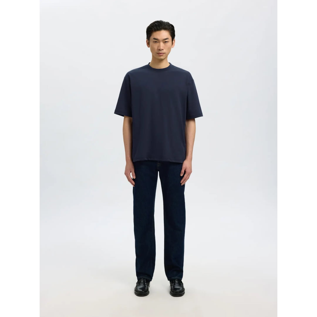 T-shirt Selected SLHLOOSEOSCAR SS O-Neck Sky Captain