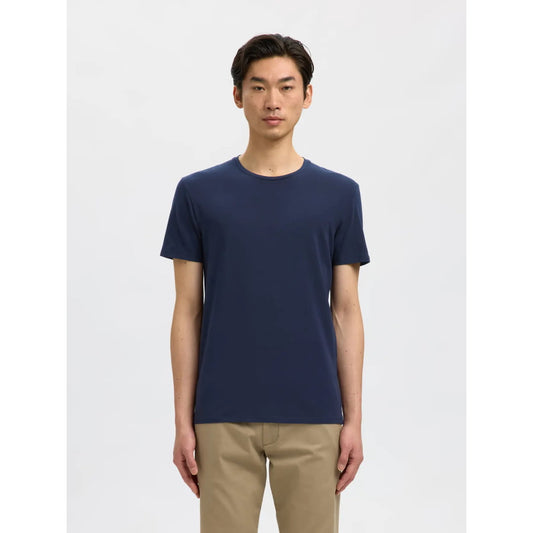 T-shirt Selected SLHNEWPIMA SS O-Neck Navy Blazer