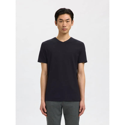 T-shirt Selected SLHNEWPIMA SS V-Neck Black - Slhnewpima Ss