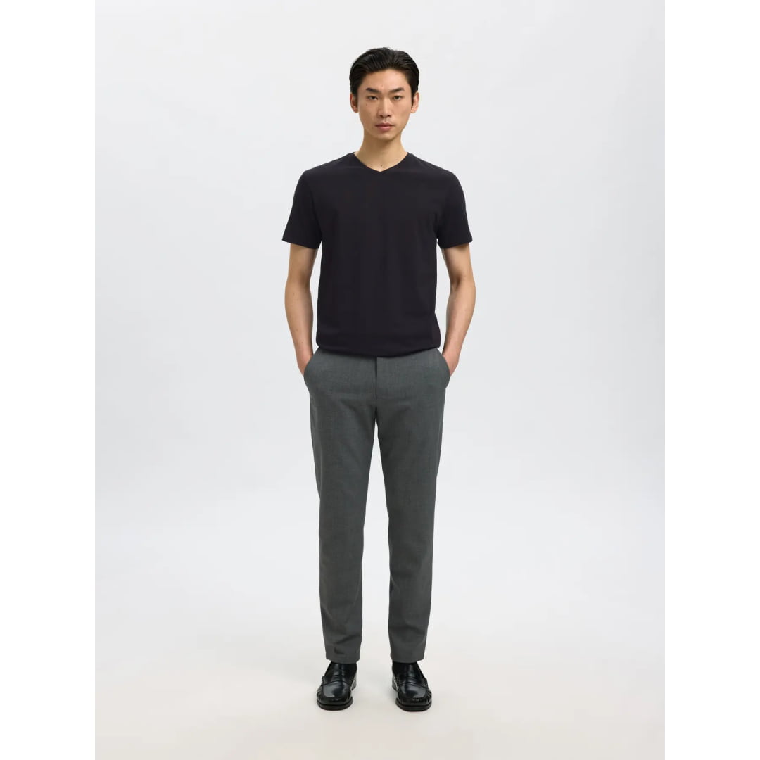 T-shirt Selected SLHNEWPIMA SS V-Neck Black - Slhnewpima Ss