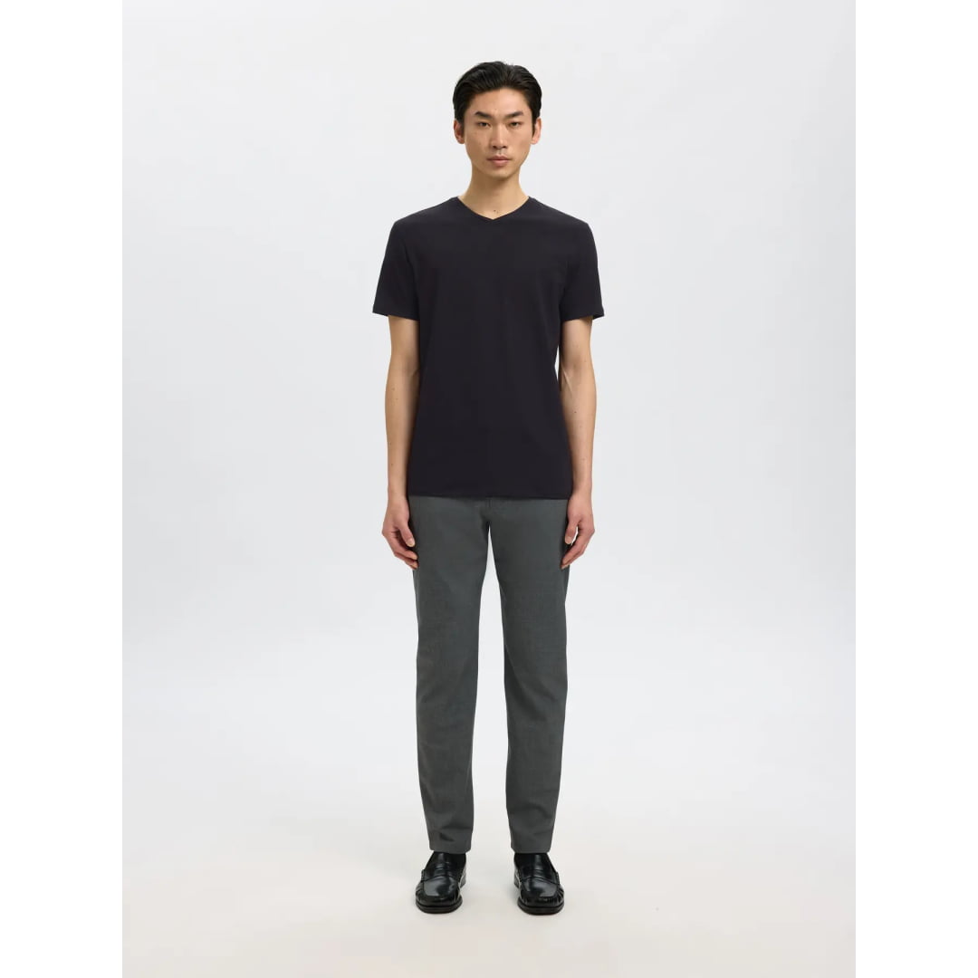 T-shirt Selected SLHNEWPIMA SS V-Neck Black - Slhnewpima Ss