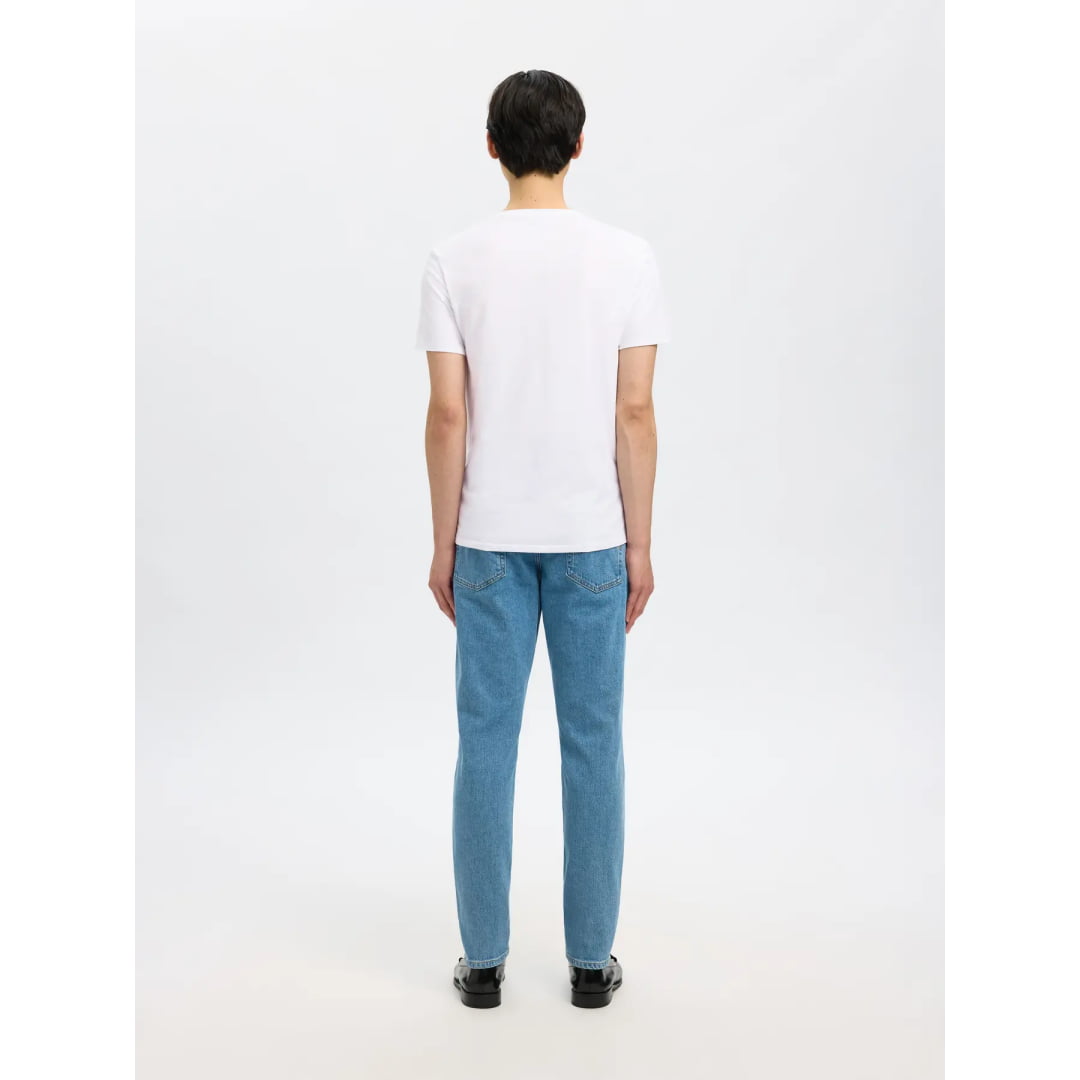 T-shirt Selected SLHNEWPIMA SS V-Neck Bright White