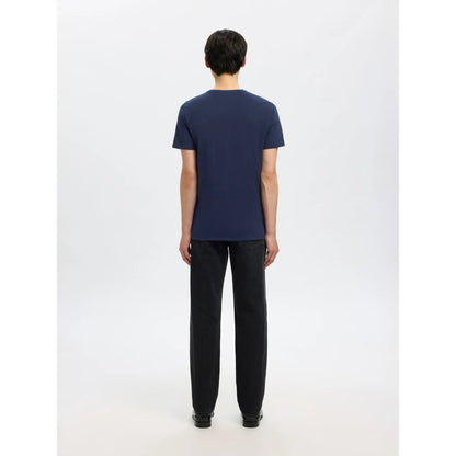 T-shirt Selected SLHNEWPIMA SS V-Neck Navy Blazer