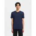 T-shirt Selected SLHNEWPIMA SS V-Neck Navy Blazer