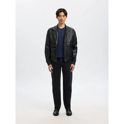 T-shirt Selected SLHNEWPIMA SS V-Neck Navy Blazer