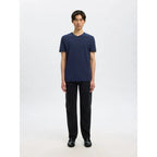 T-shirt Selected SLHNEWPIMA SS V-Neck Navy Blazer