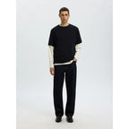 T-shirt Selected SLMTAJ MID WGT Peach SS O-Neck Black