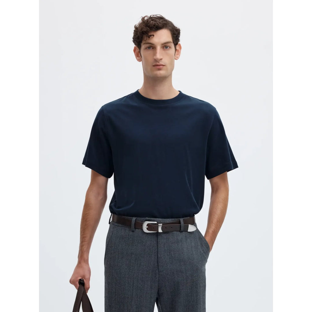 T-shirt Selected SLMTAJ MID WGT Peach SS O-Neck Sky Captain
