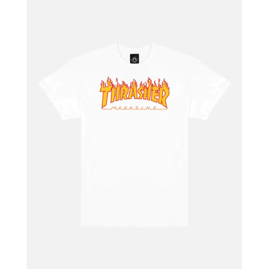 T - shirt Trasher Flame Logo White - Black Insidshop.com