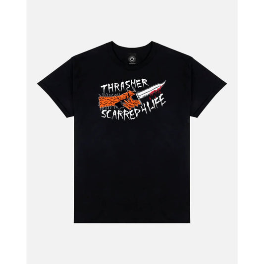 T - shirt Trasher Scarred Black - Flame Logo Insidshop.com