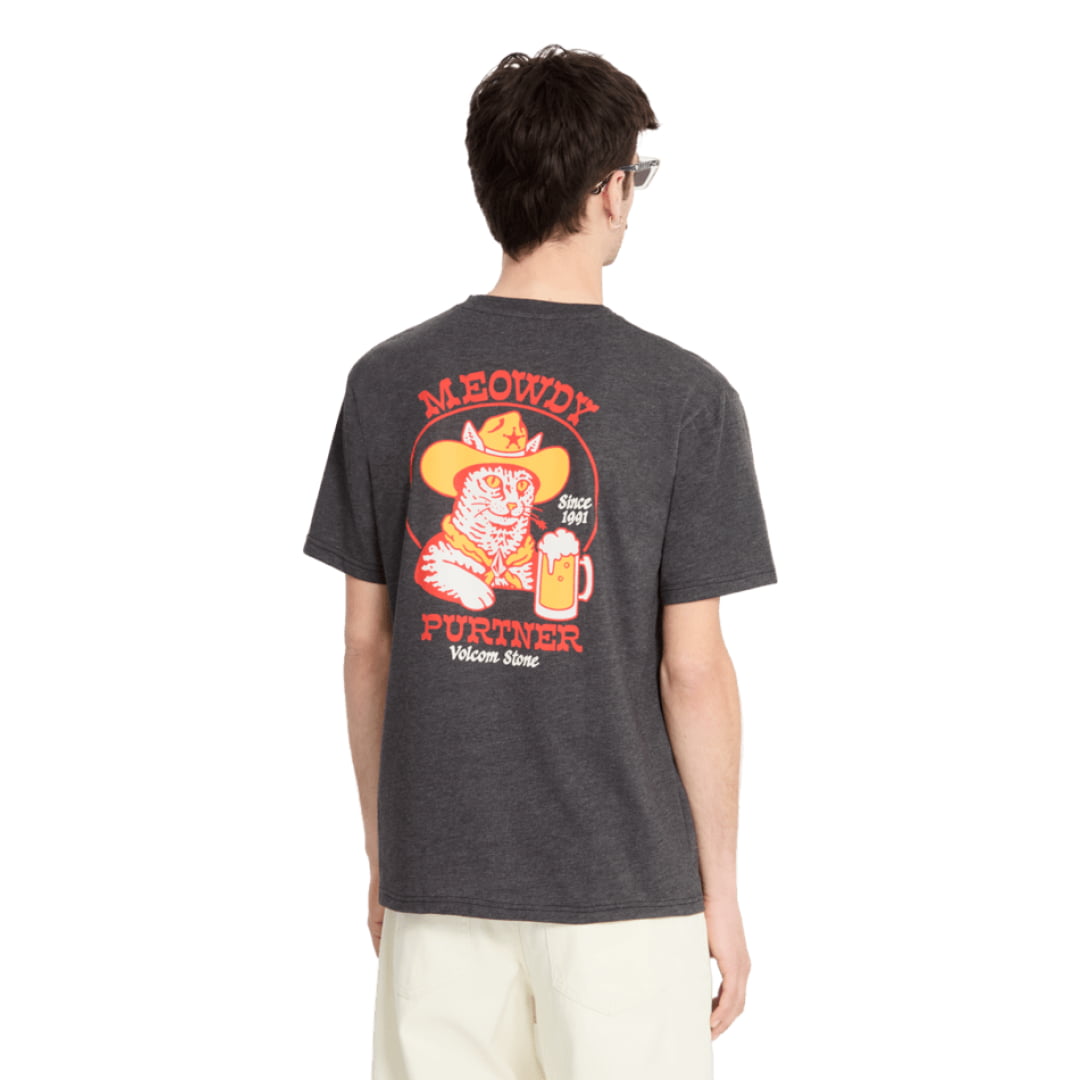 T-shirt Volcom Meowdy HTH SST Heather Black - Hth Sst