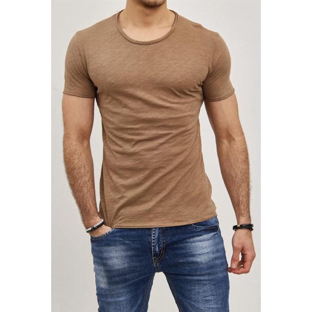 T-shirt Y.Two Col Rond F038 Camel - Y.two - Insidshop.com