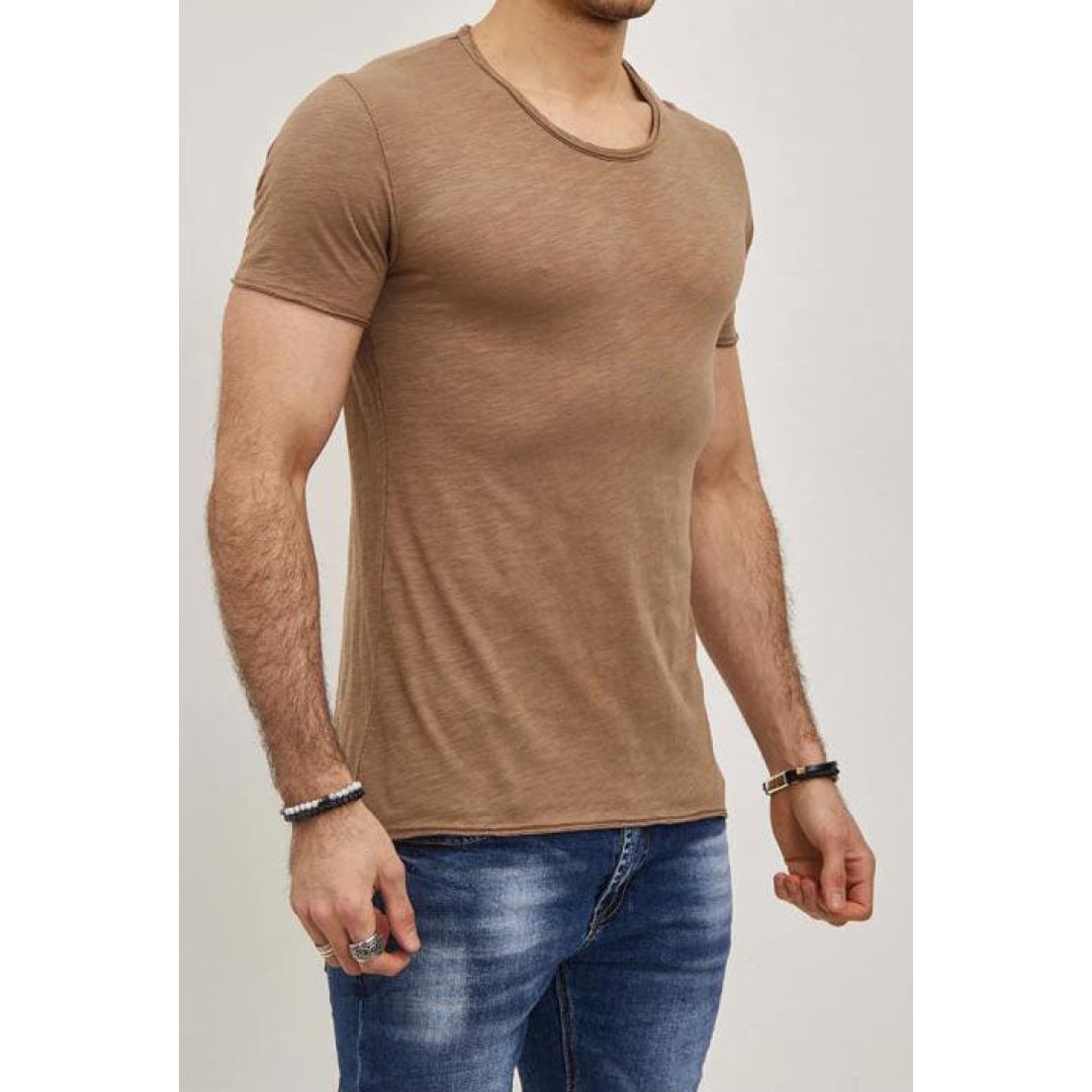 T-shirt Y.Two Col Rond F038 Camel - Y.two - Insidshop.com
